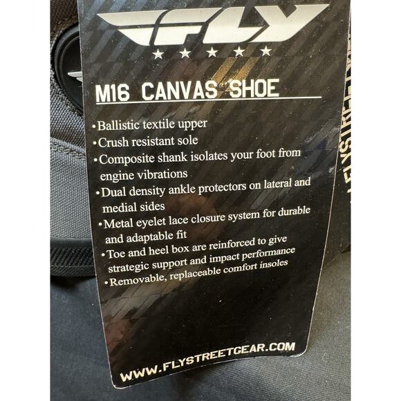 Fly Racing M16 Textile Protective Street Riding Shoe Sneaker Mens Size 9 NWT - Picture 13 of 15